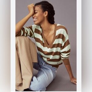 Anthropologie Scotch & Soda striped V neck pullover sweater size medium